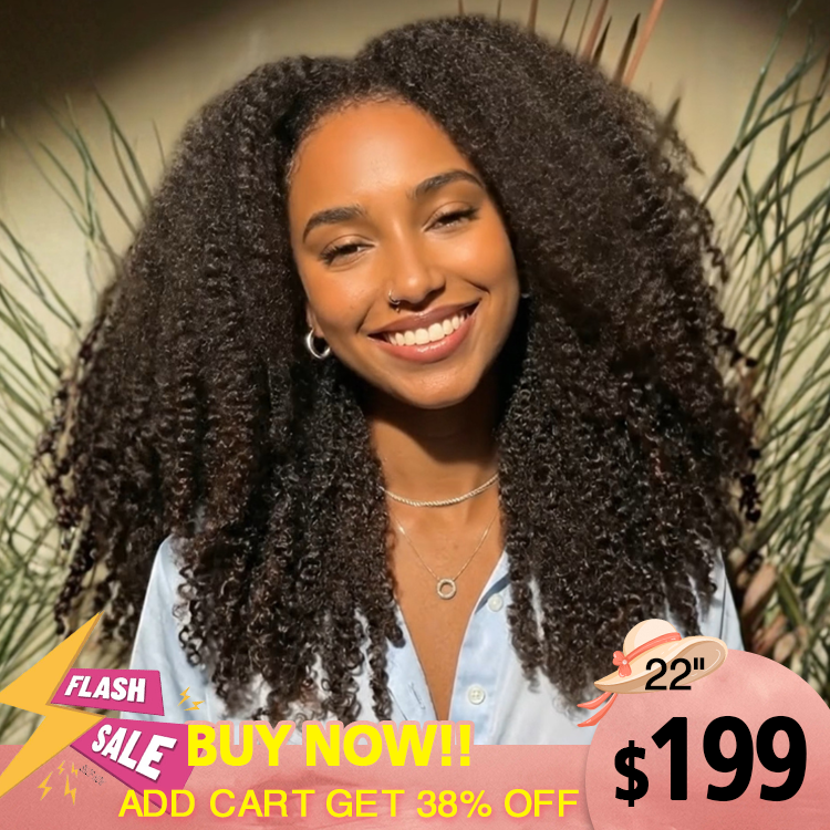 Most Realistic Afro Kinky Curly Human Hair Wig Glueless Lace Wig Ombre End Brown Color with Natural Hairline & Realistic Edges - Rafarada