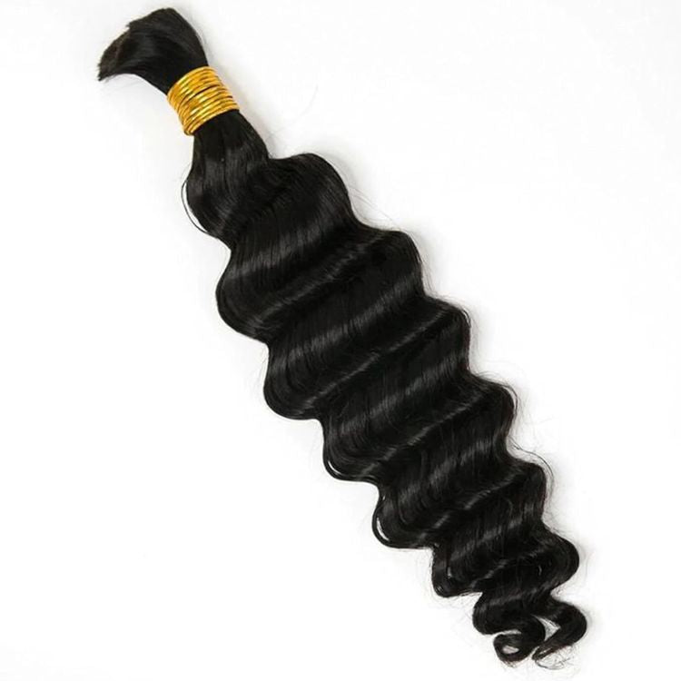 Loose Deep Wave Bulk Human Braiding Hair Extensions Natural Color- Rafarada
