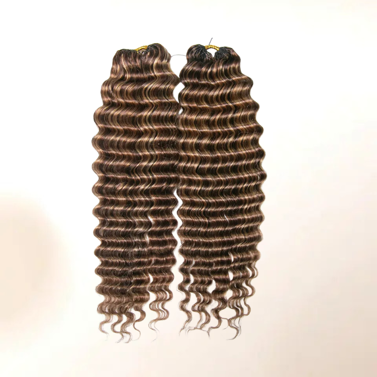 Deep wave curly Hair Highlight Curly Crochet Human Hair Boho Locs Pre Looped Feather Crochet Hair- Rafarada