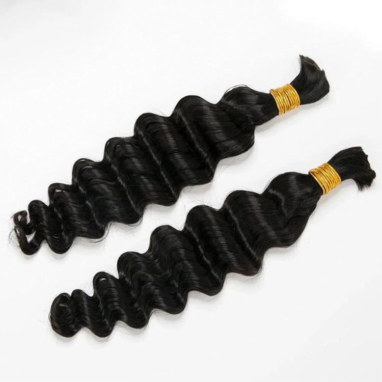 Loose Deep Wave Bulk Human Braiding Hair Extensions Natural Color- Rafarada