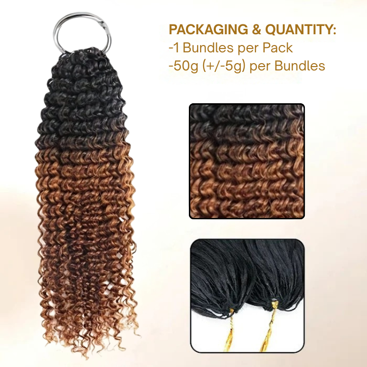 1B/30 Ombre Color Curly Crochet Hair Single Pack Feather Extensions 100% Human Crochet Braids Extensions - Rafarada