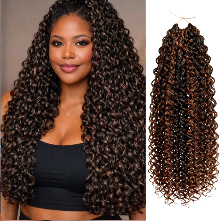 1B/33 Highlighted Deep Curly Crochet Hair Single Pack Feather Extensions 100% Human Crochet Braids Extensions - Rafarada