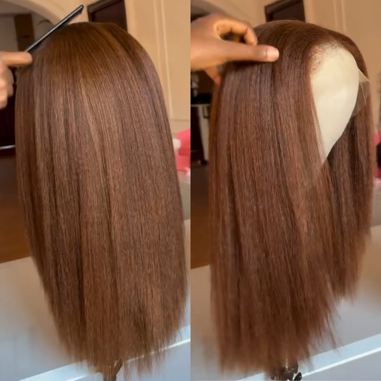 360 Lace Front Wig Natural Black High Density Human Hair Wig Kinky Straight Hair 360 HD Lace Perimeter Wig for High Bun & Ponytail - Rafarada