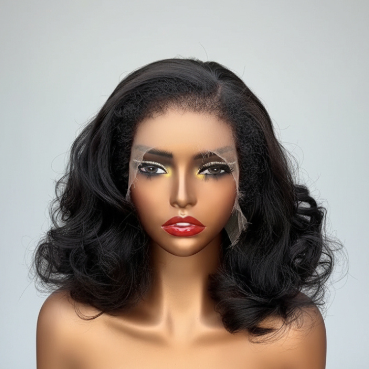 Lace Front Human Hair Wigs for Black Women Glueless Lace Wig with Edges Baby Yaki Loose Wave Hair - Rafarada