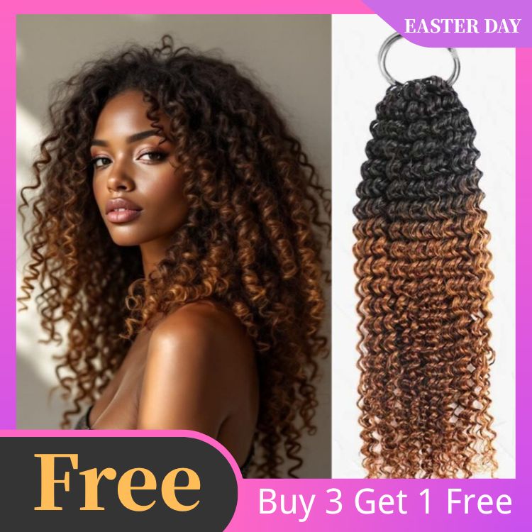 Flash Sale | 1B/30 Ombre Color Curly Crochet Hair 100% Human Crochet Braids Extensions - Rafarada