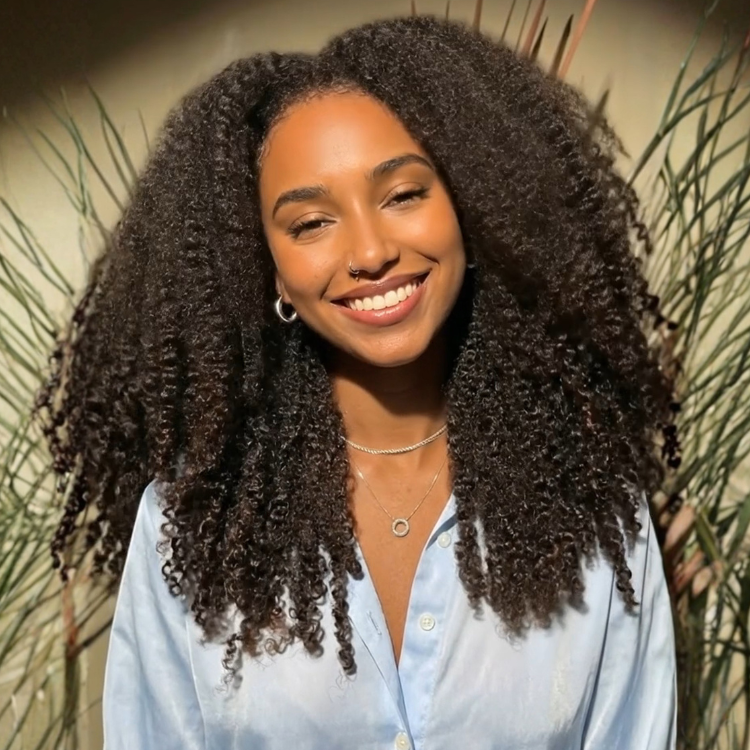 Most Realistic Afro Kinky Curly Human Hair Wig Glueless Lace Wig Ombre End Brown Color with Natural Hairline & Realistic Edges - Rafarada