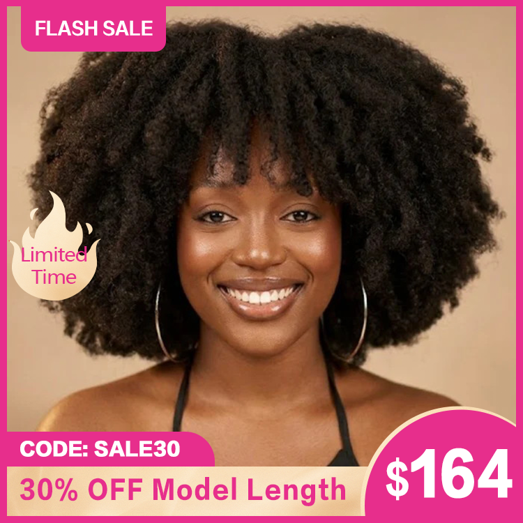 Kinky Curly HD Transparent Lace Frontal Human Hair Wig - Natural Black High Volume 100% Human Hair Wig for Women- Rafarada