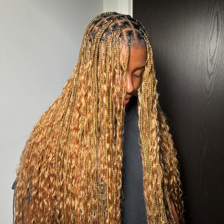 27# Honey Blonde Curly Crochet Hair 100% Human Crochet Braids Extensions - Rafarada