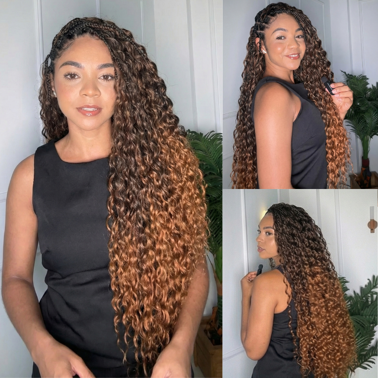 Deep Wave Crochet Hair Ombre Brown Extensions Deep Curly Crochet Braids for Black Women - Rafarada