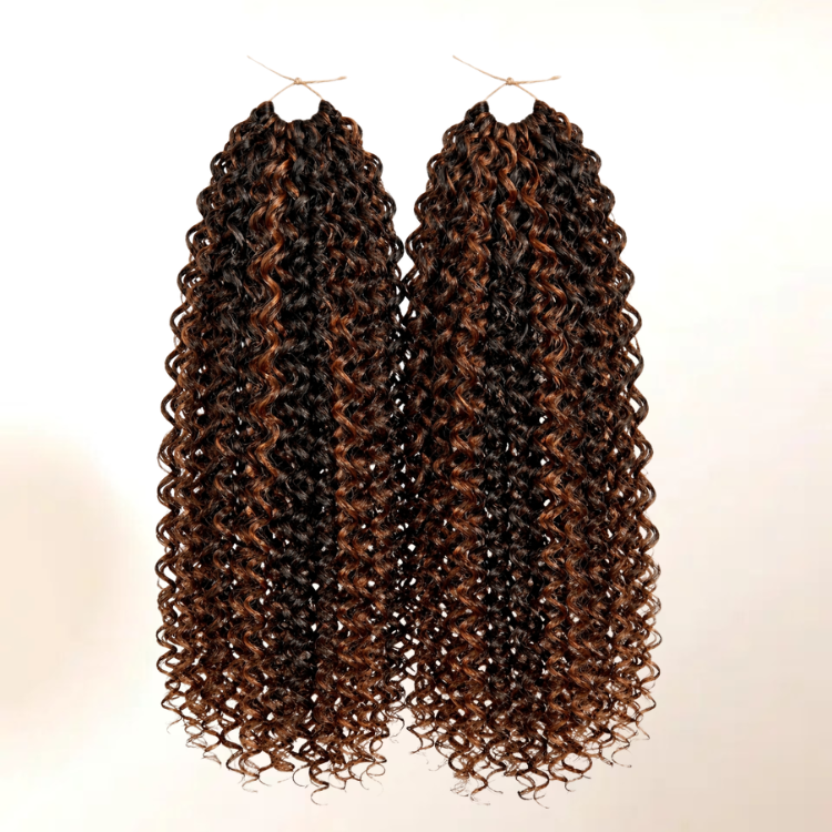 1B/33 Highlighted Deep Curly Crochet Hair Single Pack Feather Extensions 100% Human Crochet Braids Extensions - Rafarada