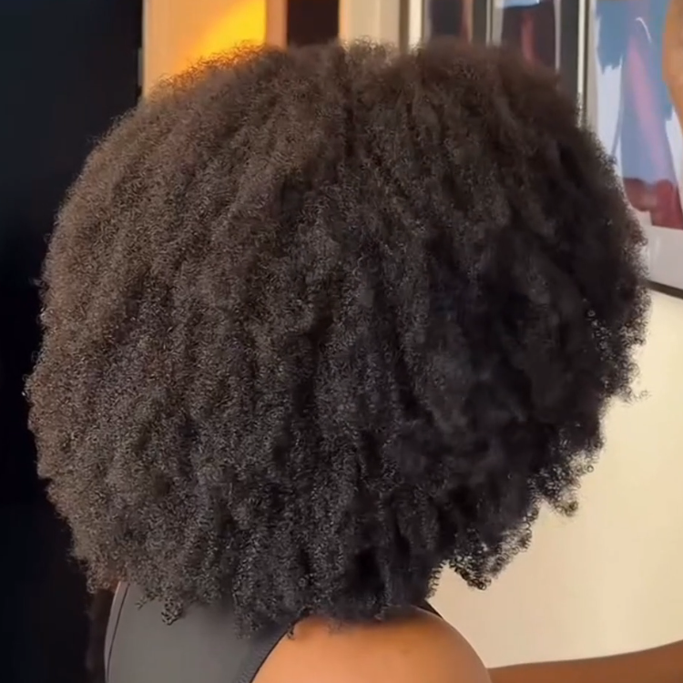 Afro Kinky Curly 3-In-1 Half Wig High Density Glueless Flexi-Fit Drawstring Wig - Rafarada