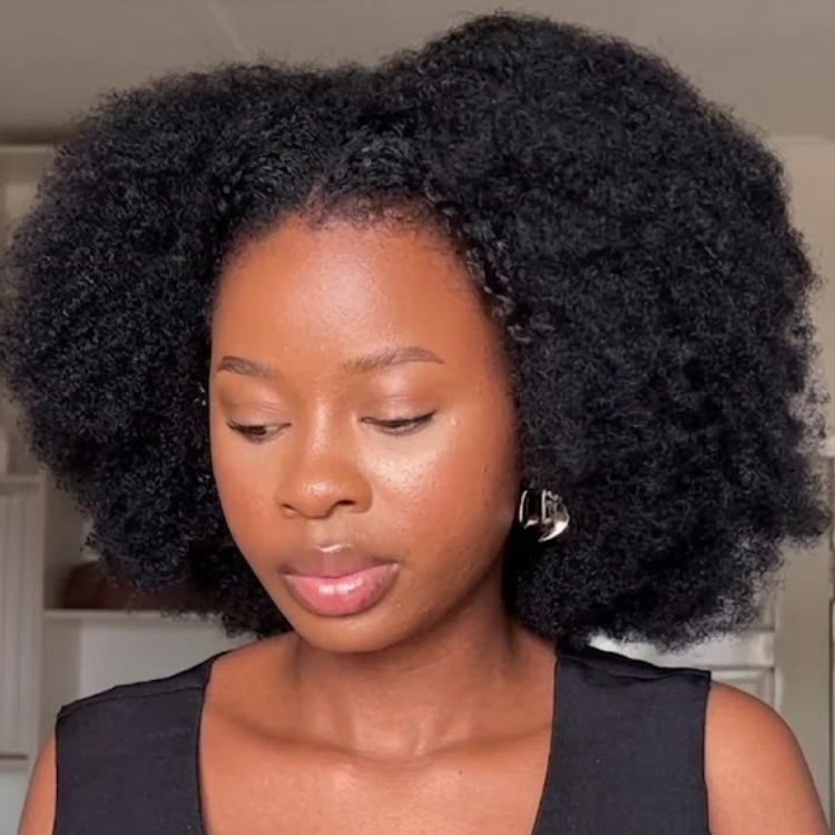 Afro Kinky Curly 3-In-1 Half Wig High Density Glueless Flexi-Fit Drawstring Wig - Rafarada