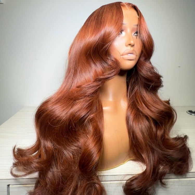 Ginger Body Wave Wig HD Transparent Lace Closure Wigs Orange Color Wig - Rafarada