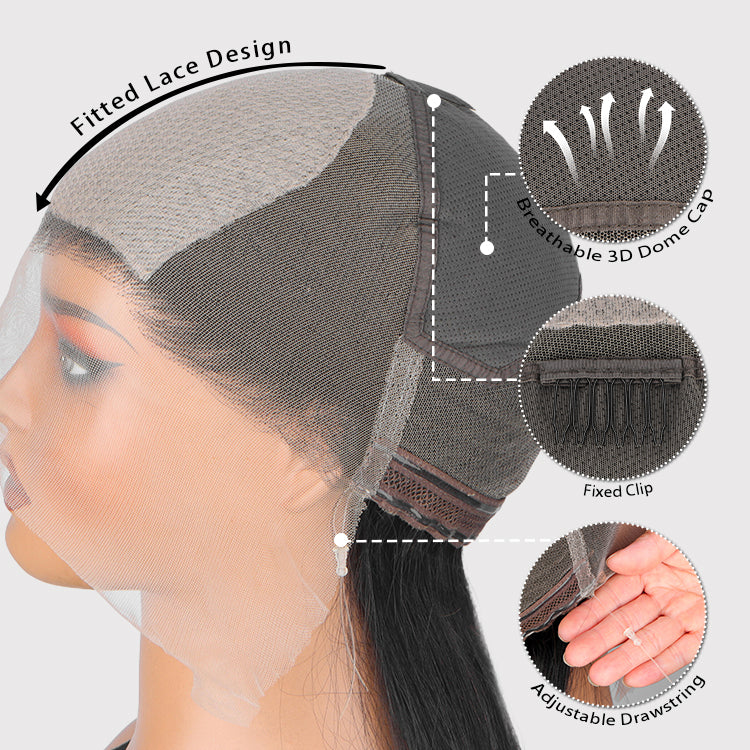 Burmese Curly Glueless Wig Bleached Knots 360 HD Lace Front Wig Invisi Draw-Strings Wig - Rafarada