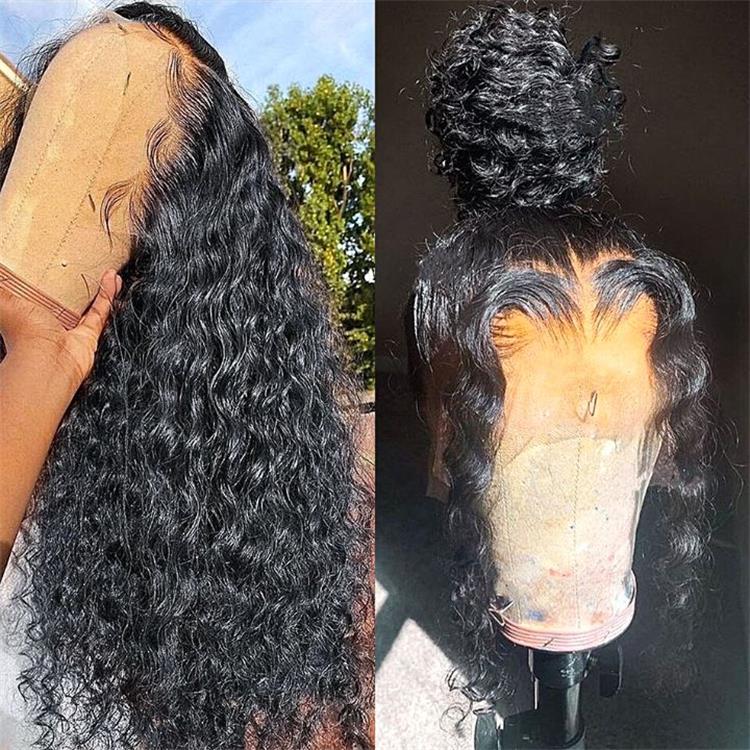 Water Wave Wig 100% Human Hair Invisi Draw-Strings Pre Plucked Natural Hairine With Baby Hair - Rafarada