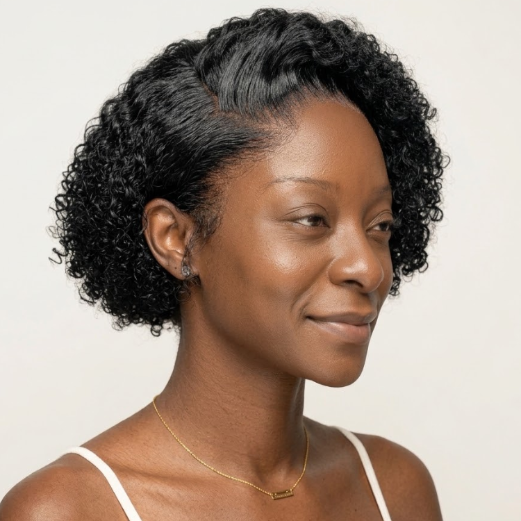 Natural Black Color 3C 4A Defined Spiral Coils Human Hair Wig Glueless Wet and Wave Short Pixie Bob Lace Front Human Hair Wig- Rafarada