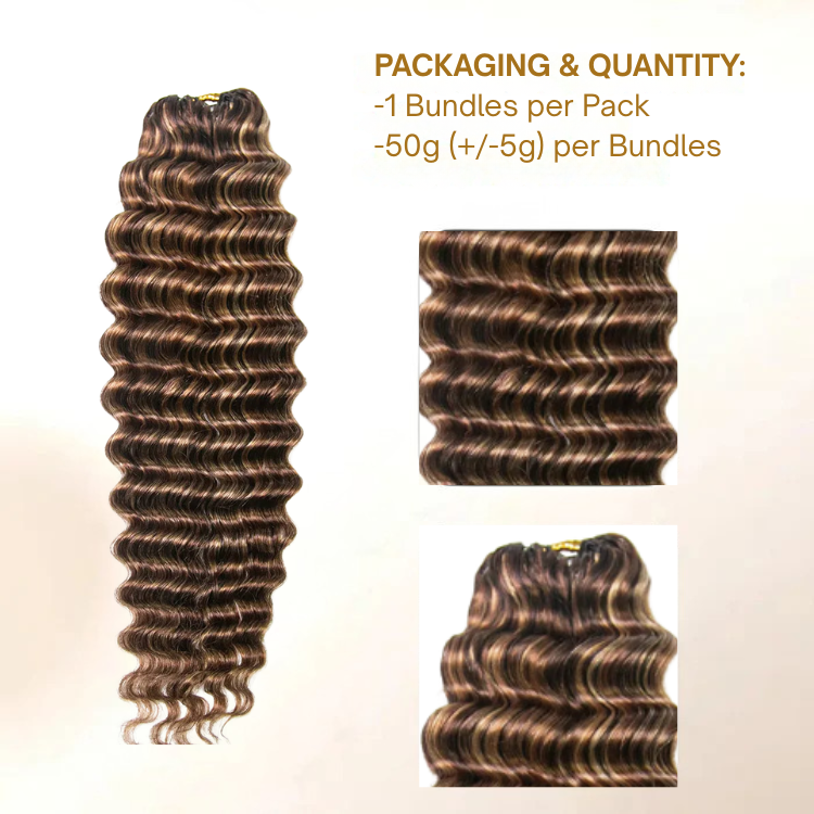 Deep wave curly Hair Highlight Curly Crochet Human Hair Boho Locs Pre Looped Feather Crochet Hair- Rafarada