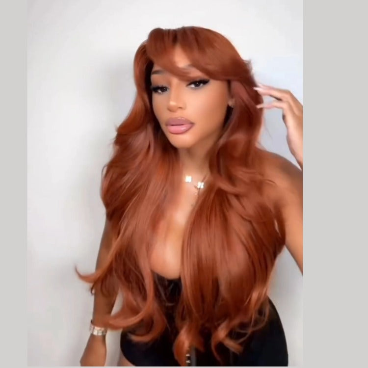 Ginger Color Body Wave with Bangs Lace Front Wig - Rafarada