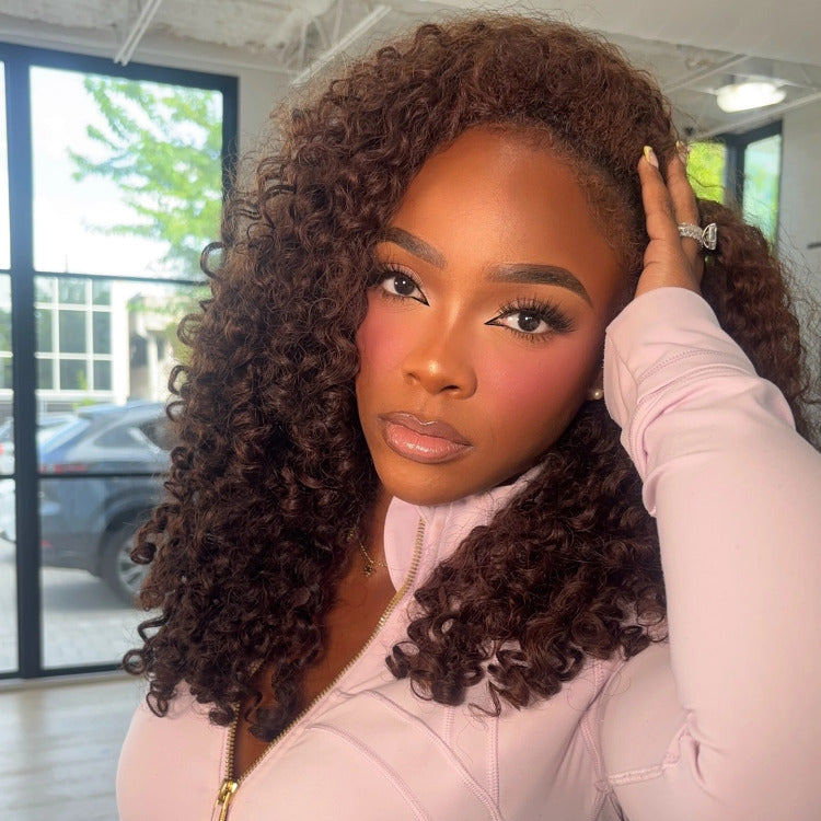 Dark Brown Color Glueless Burmese Curly Wave Lace Front Wig Human Hair Wig End Spiral Curls Pre Plucked Natural Hairline For Woman- Rafarada