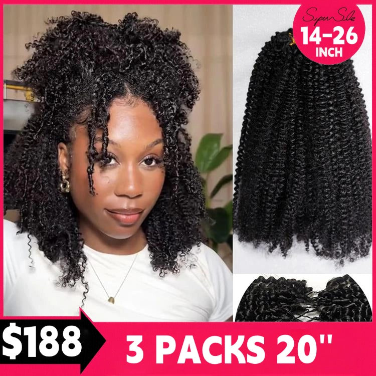 Afro Curly Crochet Hair Pre-Separated Feather Soft Raw Human Hair Extensions - Rafarada