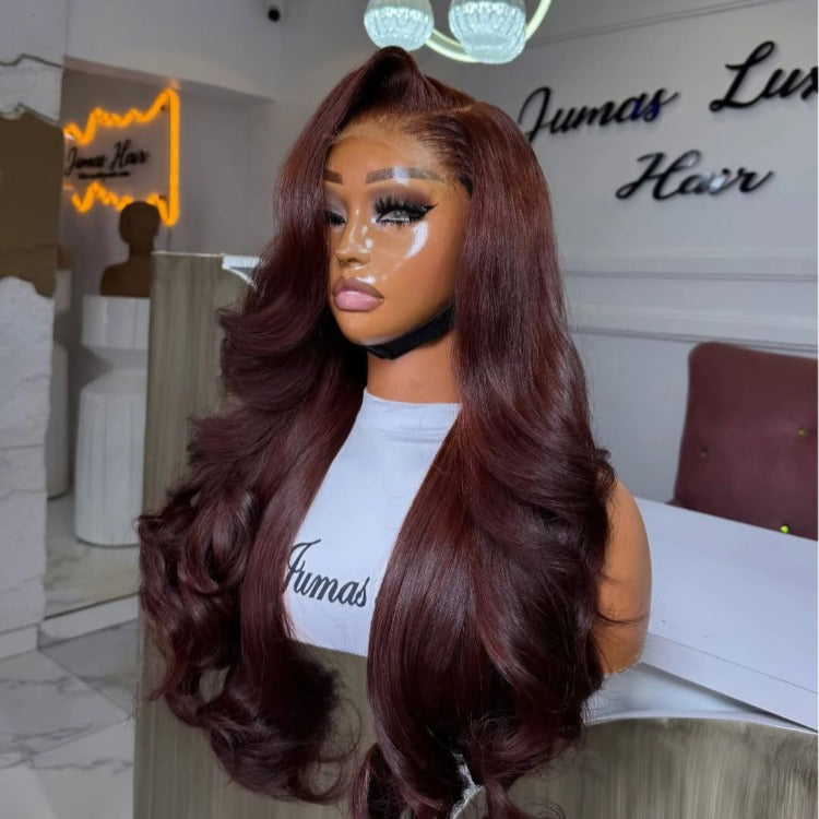 Pre-cut Lace Wig Body Wave Hair 99J Burgundy Color Wear Go Glueless Wig - Rafarada