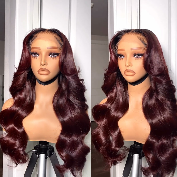 Body Wave Human Hair Wig 99J Color Lace Front Wig - Rafarada