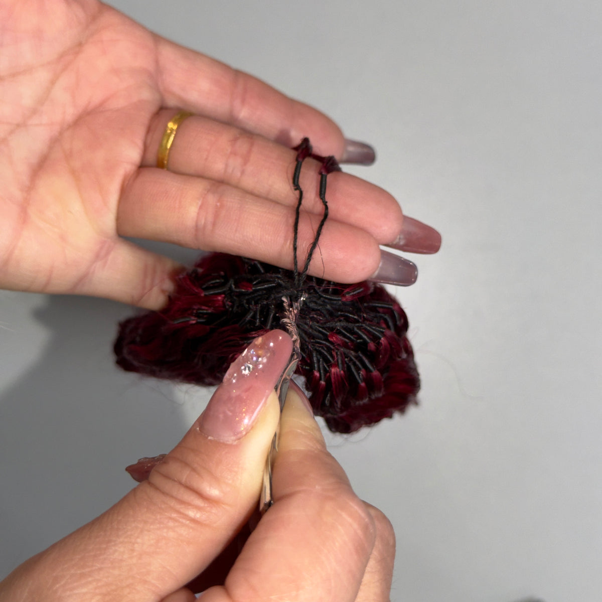 99J Color Burmese Curly Feather Crochet Hair Burgundy Crochet Extension Human Hair - Rafarada