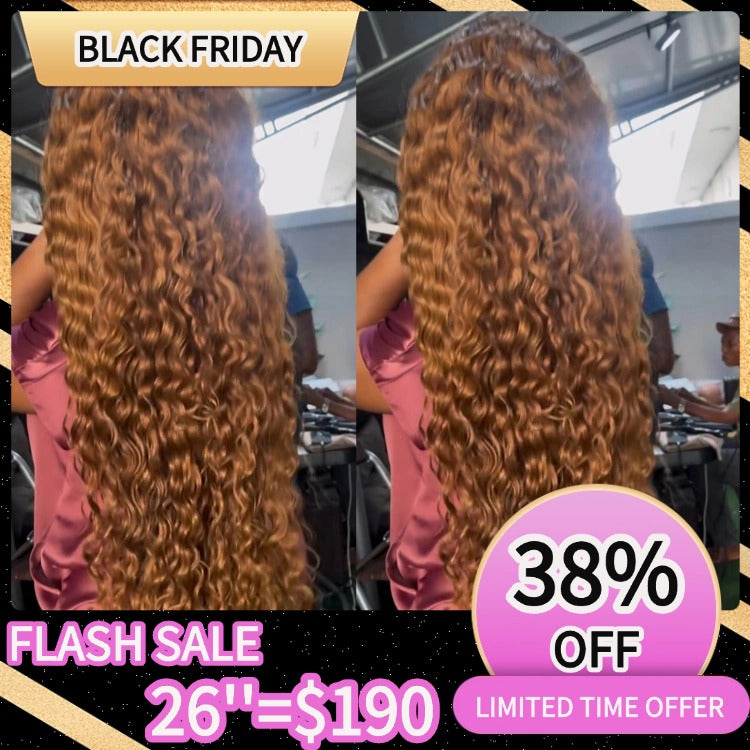 Honey Blonde Color Wig Raw Burmese Curly Wave Wig HD Transparent Lace Wigs - Rafarada