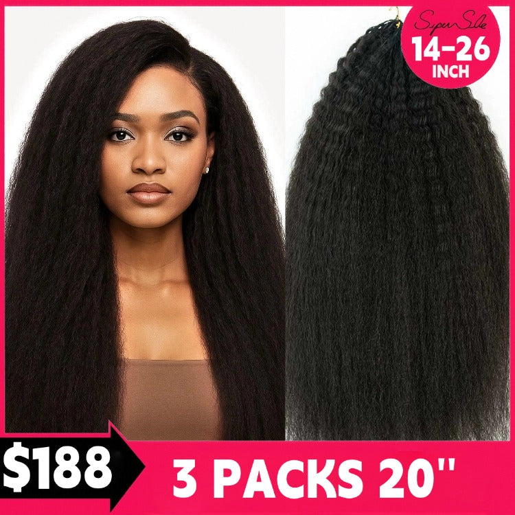 Crochet Hair Kinky Straight Feather Crochet Human Hair Extensions- Rafarada