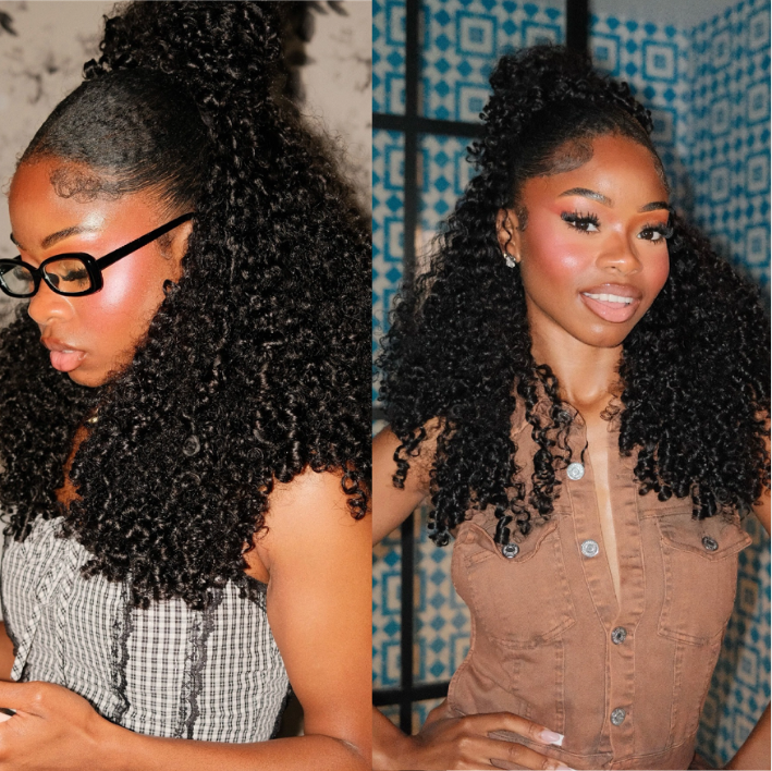 Afro Curly Crochet Hair Pre-Separated Feather Soft Raw Human Hair Extensions - Rafarada