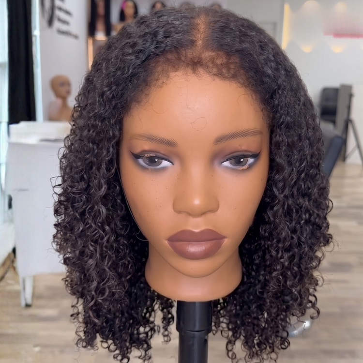 Glueless Afro Kinky Curly Human Hair Lace Front Wig - Pre-Plucked Natural Black Spiral Curls Wig for Women - Rafarada