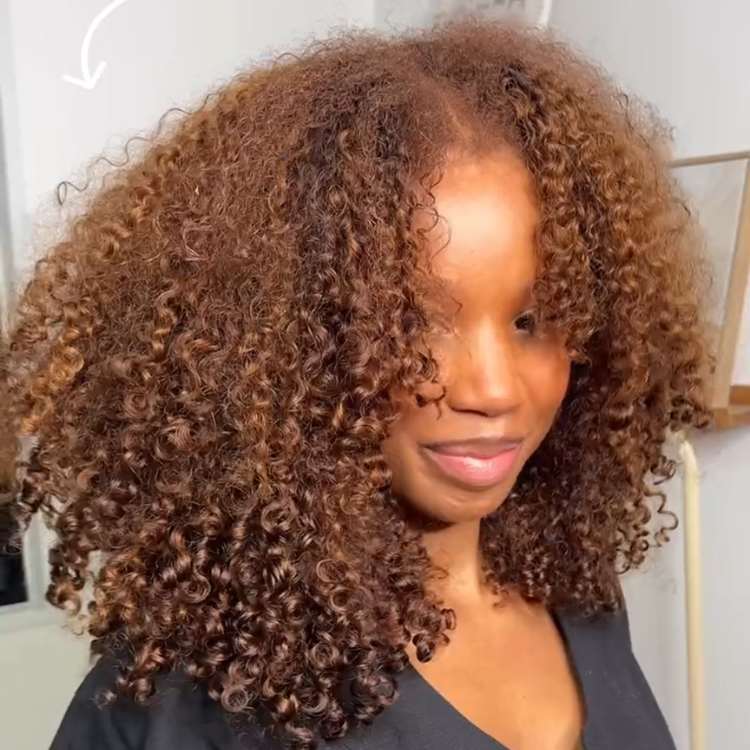 Bob Afro Curly 100% Human Hair Wig Warm Brown Ombre Glueless Lace Wig Pre-Plucked Hairline for Women- Rafarada