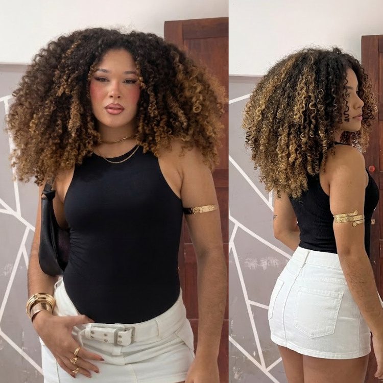 Honey Blonde Highlight Afro Curly Lace Front Human Hair Wig Glueless Pre-Plucked- Rafarada