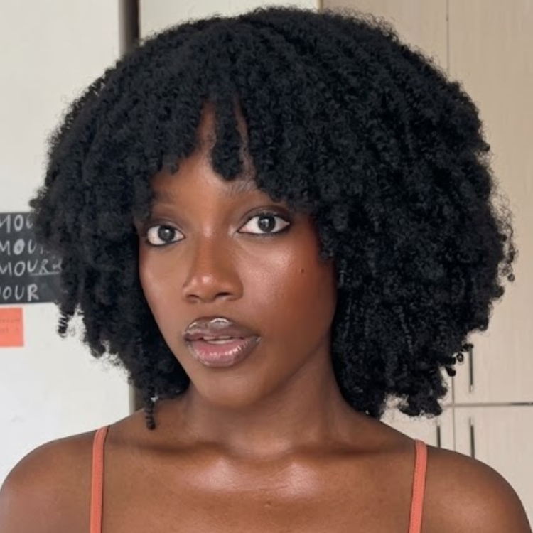 Natural Black Afro Kinky Coily HD Transparent Lace Frontal Wig with Bangs - High Volume 100% Human Hair Wig for Women - Rafarada
