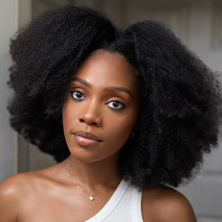 Natural Black Afro Kinky Curly Bob Wig HD Lace Frontal Afro Texture Glueless Human Hair - Rafarada
