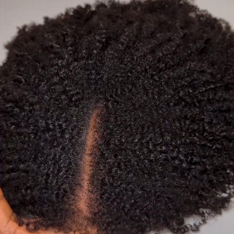 Natural Black Afro Kinky Curly Human Hair HD Lace Front Wig 13x6 Pre-Plucked with Pre-Cut 4C Edges- Rafarada