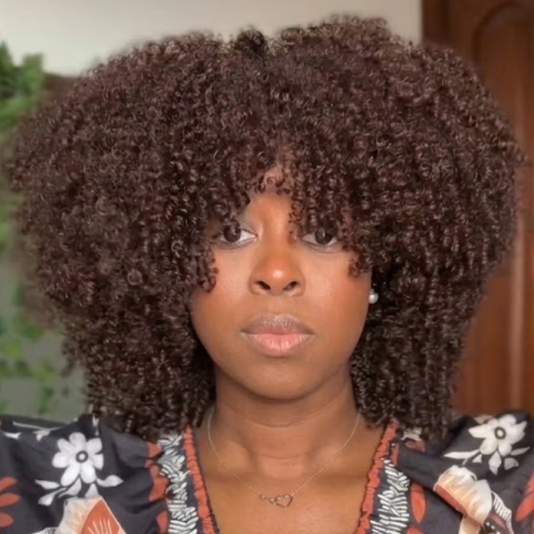 Glueless Burgundy Highlight Afro Kinky Curly Wig with Bangs 4x4 Lace Wine Red Highlighted Human Hair Wigs Bouncy Tight Coil Fringe Wig Pre-Plucked & Beginner Friendly - Rafarada