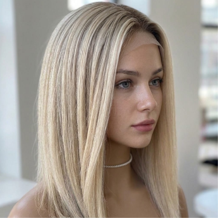 Ash Blonde Sleek Straight HD Lace Front Lob Wig 100% Glueless Human Hair Wig- Rafarada
