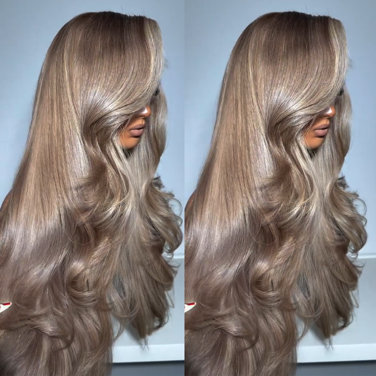 Ash Platinum Blonde Balayage Layered Blowout Wave 13x4 Wear Go Wig Pre Cut Lace Glueless Wig - Rafarada