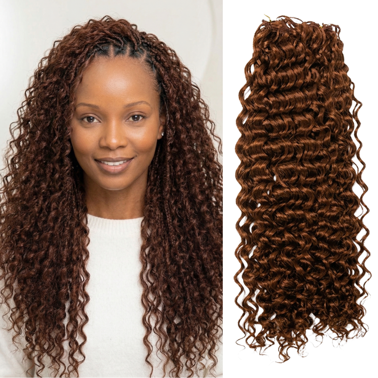 Auburn Brown Feather Deep Wave Crochet Hair Human Hair For Braiding Curly Extensions- Rafarada