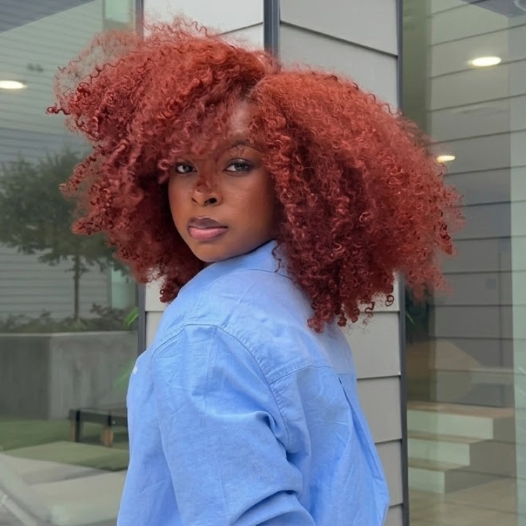 Auburn Chestnut Red Voluminous Afro Spiral Curls Lace Front Wig - Pre-Plucked Glueless Rich Red Human Hair Wig- Rafarada