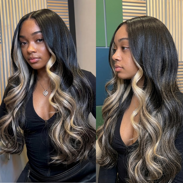 Balayage Hair Color Body Wave Wig Human Hair Lace Frontal Blonde Black Pre Plucked Wig - Rafarada