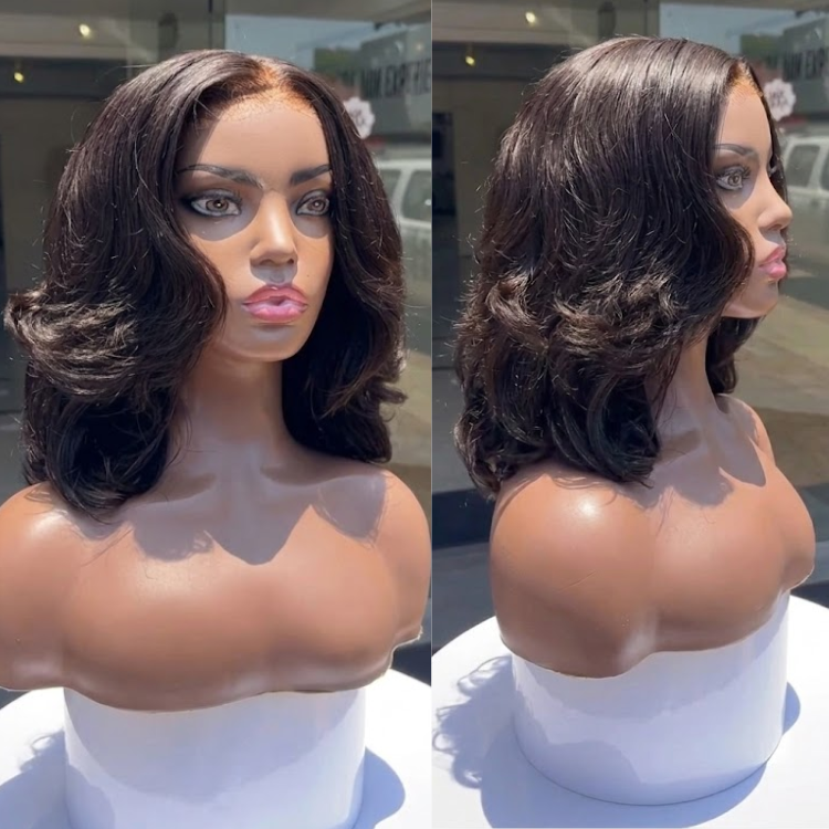 Silky Natural Black Loose Body Wave Wig - High-Definition Transparent Lace Front Human Hair Wig with Elegant Face-Framing Curls- Rafarada