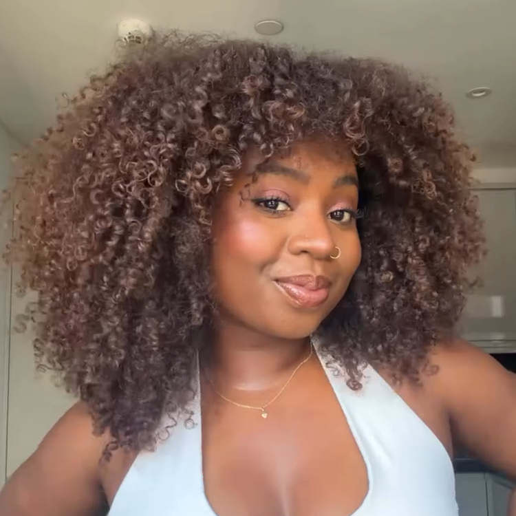 Chocolate Brown Afro Curly Glueless Human Hair Bob Wig- Rafarada