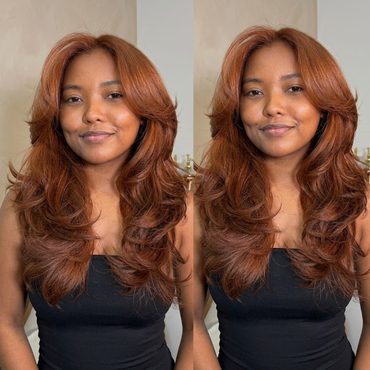 Vibrant Copper Red Layered Body Wave Human Hair Wig - Glueless Long Wavy Ginger Red Glueless Wig for Women- Rafarada