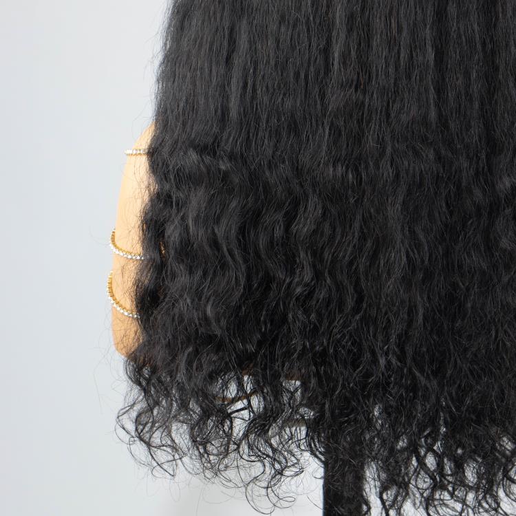 Yaki Straight Bouncy Curls Wig HD Transparent Lace Human Hair Wig Natural Hair For Woman - Rafarada