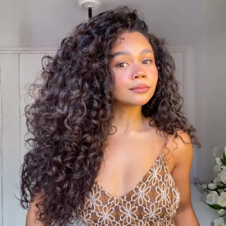 13x4 Lace Front Wig Bouncy Curls Human Hair Wigs for Women Natural Black Color Glueless Pre Plucked Hairline Wig - Rafarada