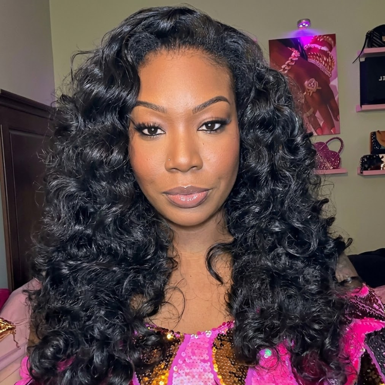 Natural Black Voluminous Water Wave Half Wig Bouncy Loose Curly Human Hair Half Wig - Rafarada