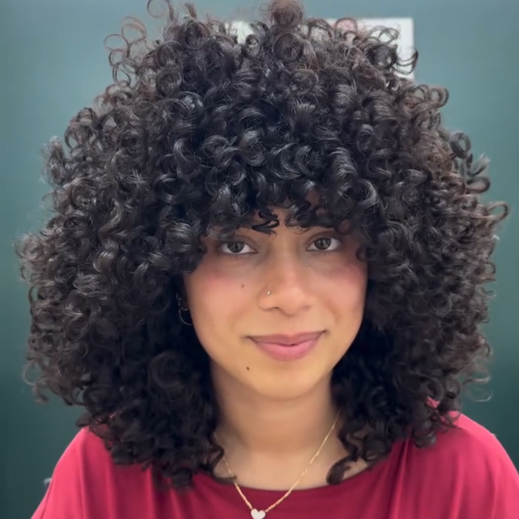 Super Defined Bouncy Spiral Corkscrew Curls Human Hair Wig with Bangs Glueless 100% Remy Human Hair Wig Natural Soft Black High Volume Shag Curly Wig- Rafarada