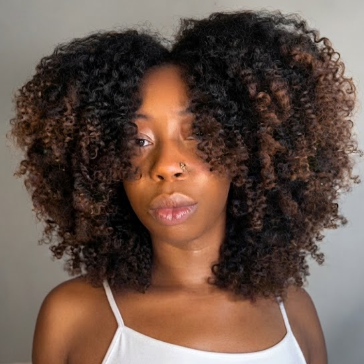 Voluminous Afro Kinky Curly Bob Wig With Bangs - Brown Ombre Natural Black Human Hair Wig- Rafarada